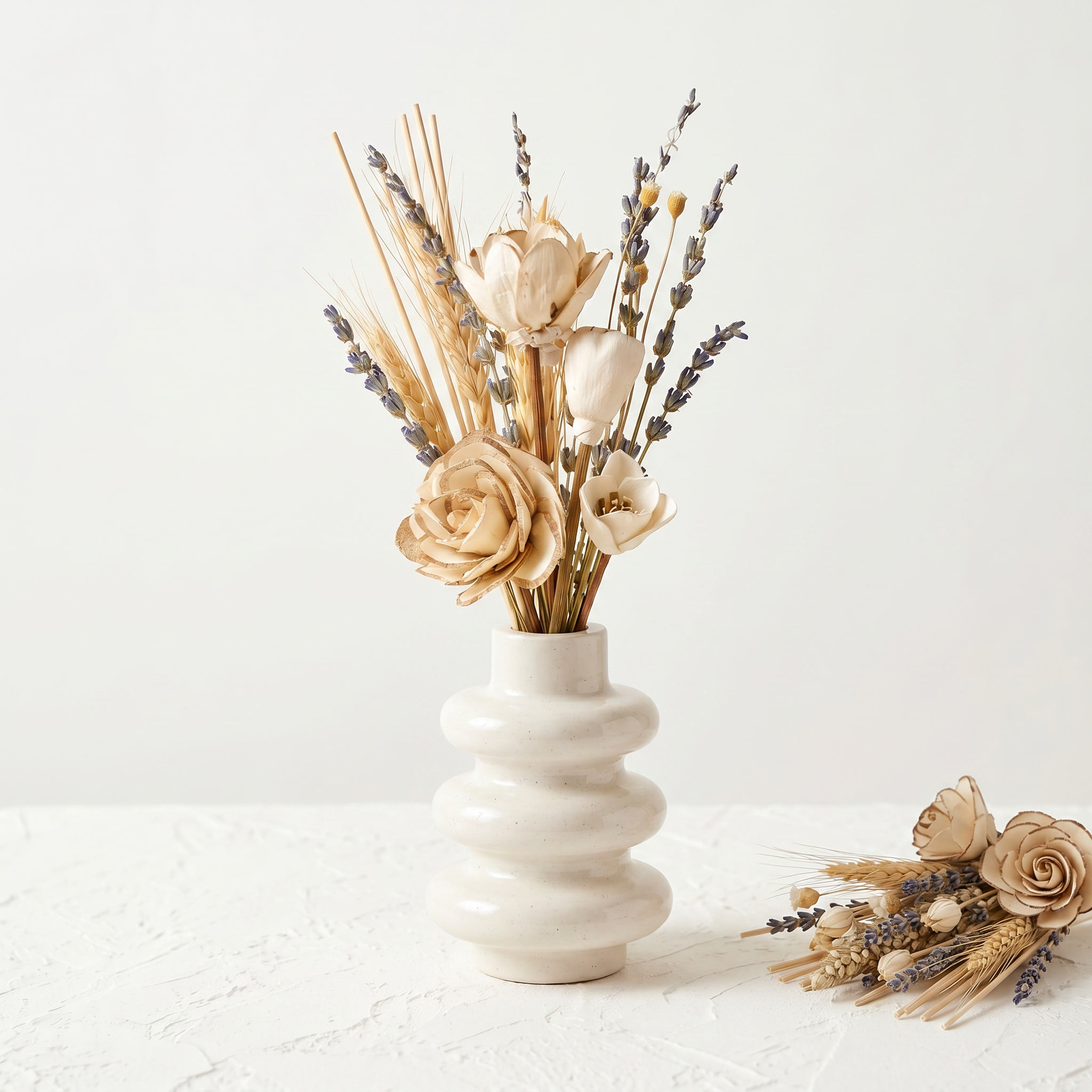 The Stacked Bubble Vase Reed Diffuser Gift Set, Gypsum White 9"