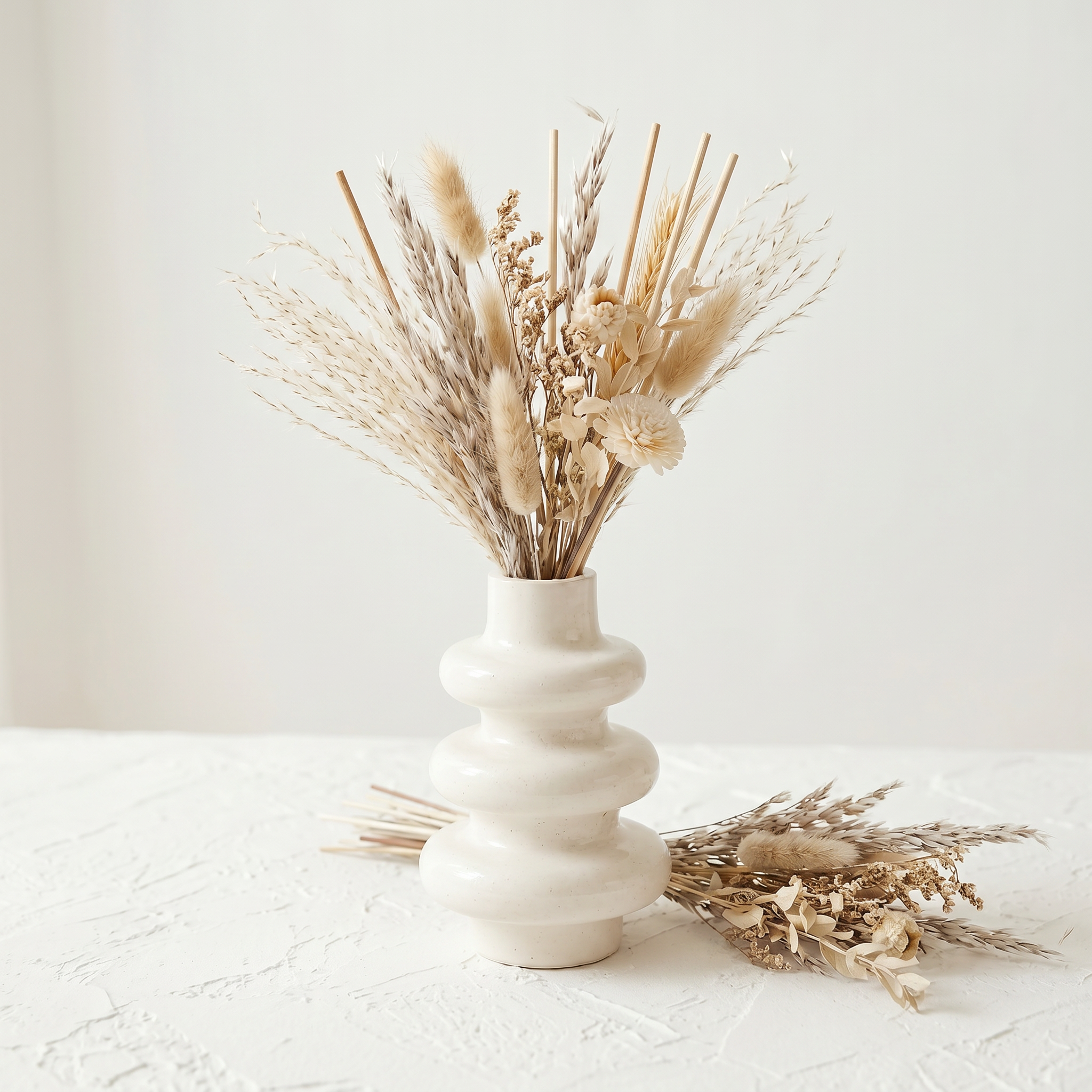 The Stacked Bubble Vase Reed Diffuser Gift Set, Gypsum White 9"
