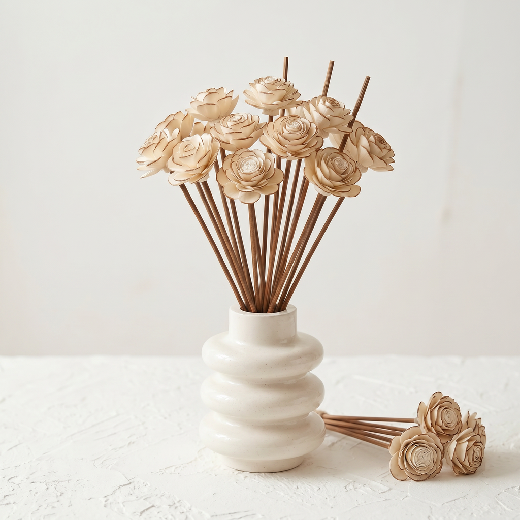 The Stacked Bubble Vase Reed Diffuser Gift Set, Gypsum White 9"