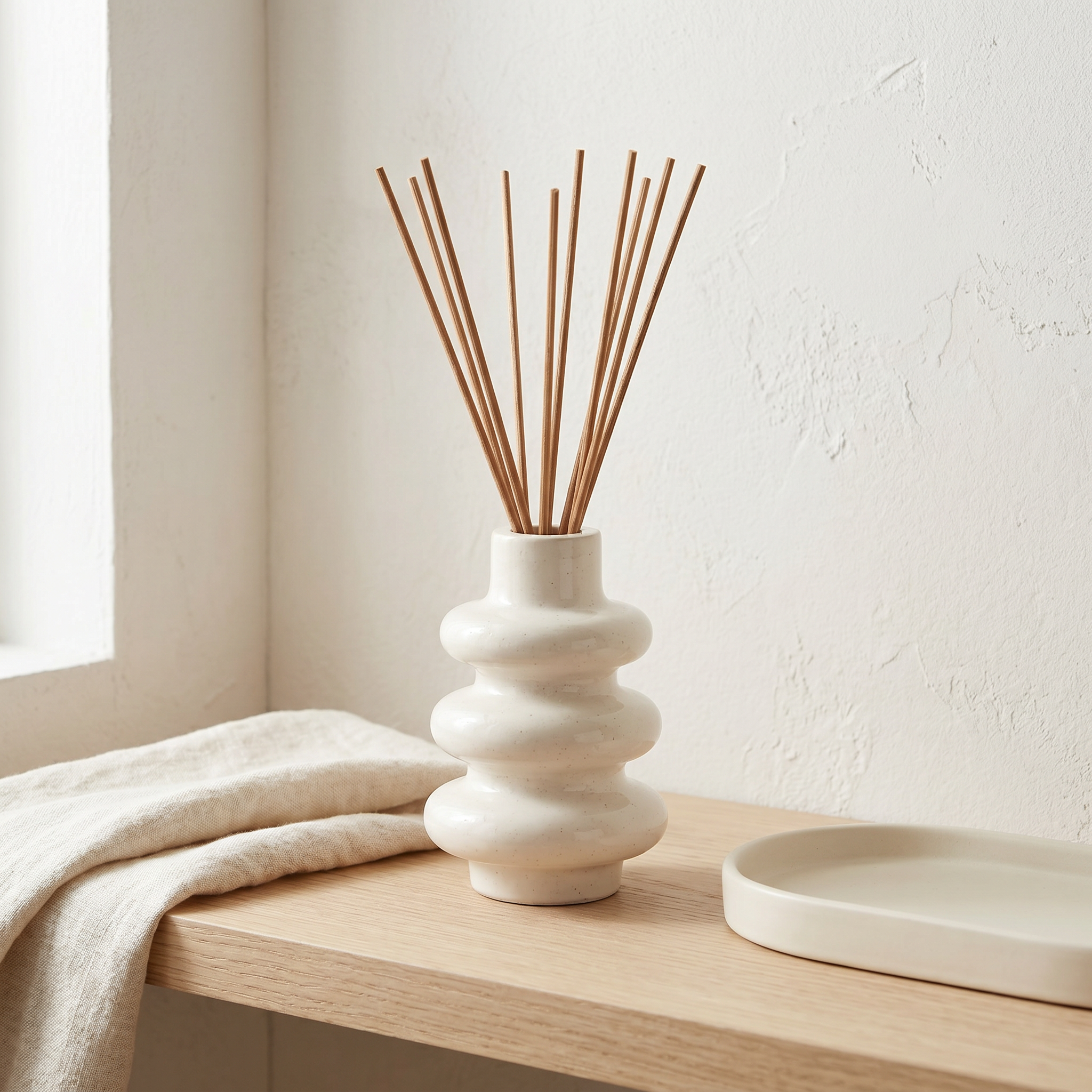 The Stacked Bubble Vase Reed Diffuser Gift Set, Gypsum White 9"