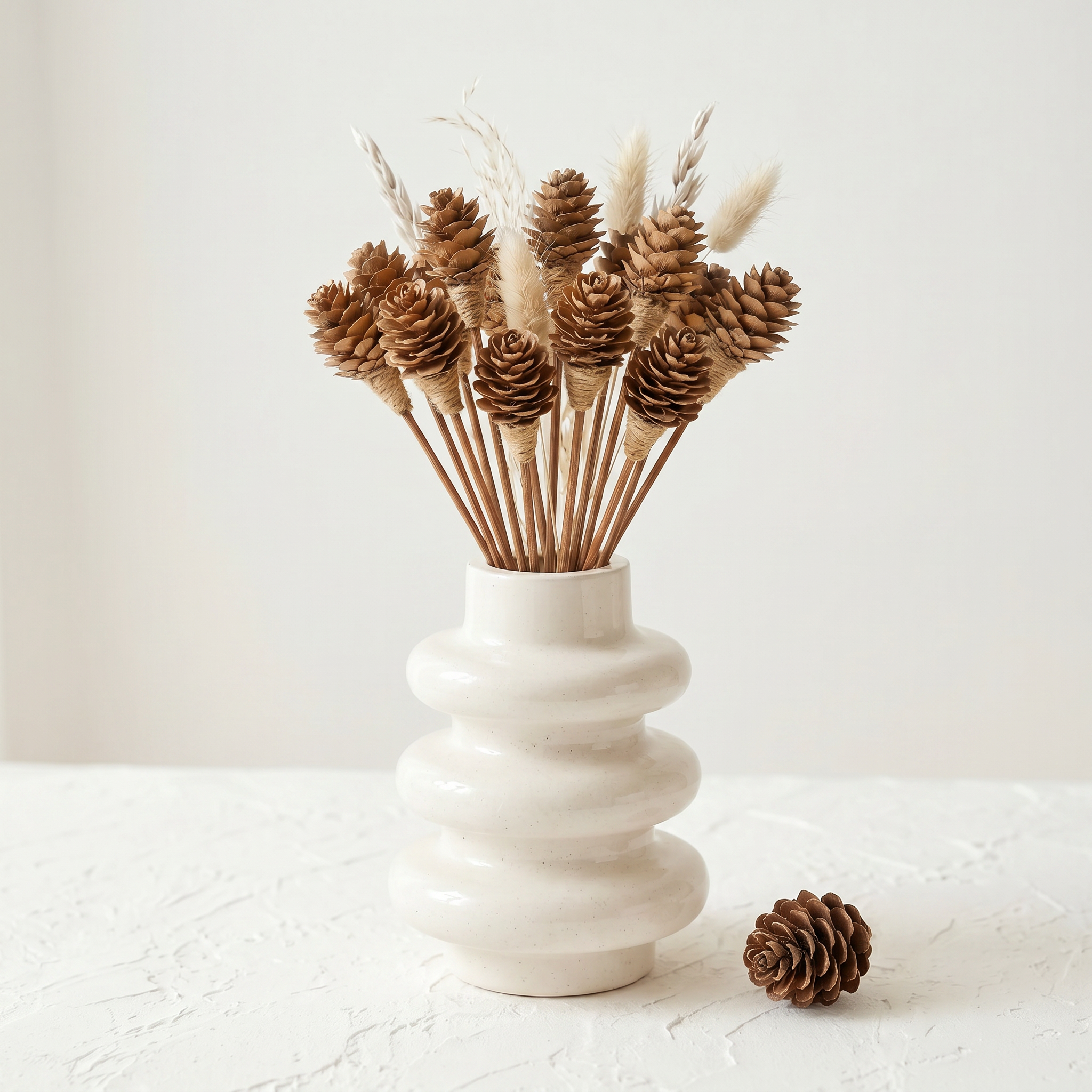 The Stacked Bubble Vase Reed Diffuser Gift Set, Gypsum White 9"
