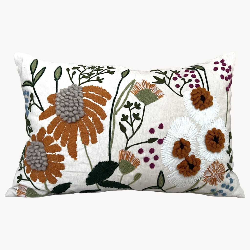 16" x 24" Oversized Floral Embroidered Throw Pillow Cover Sham