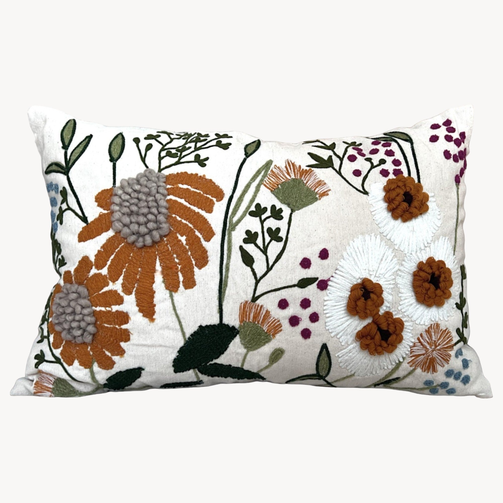 16" x 24" Oversized Floral Embroidered Throw Pillow Cover Sham