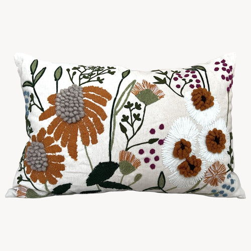 16" x 24" Oversized Floral Embroidered Throw Pillow Cover Sham