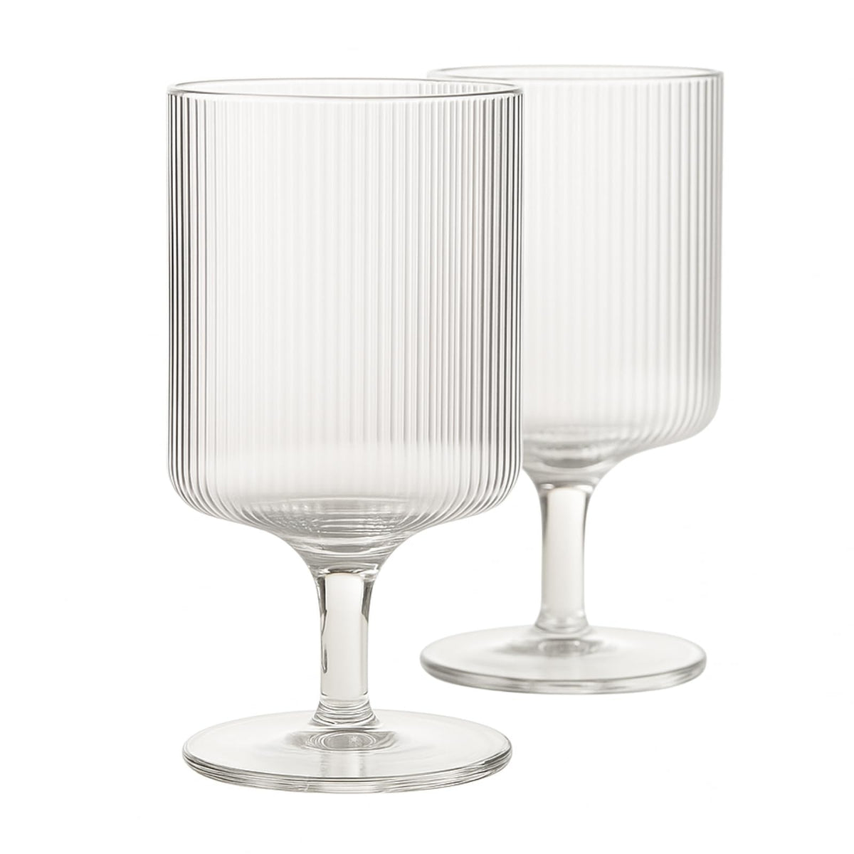 Khen Glass Ribbed Wine Goblets | Set of 2