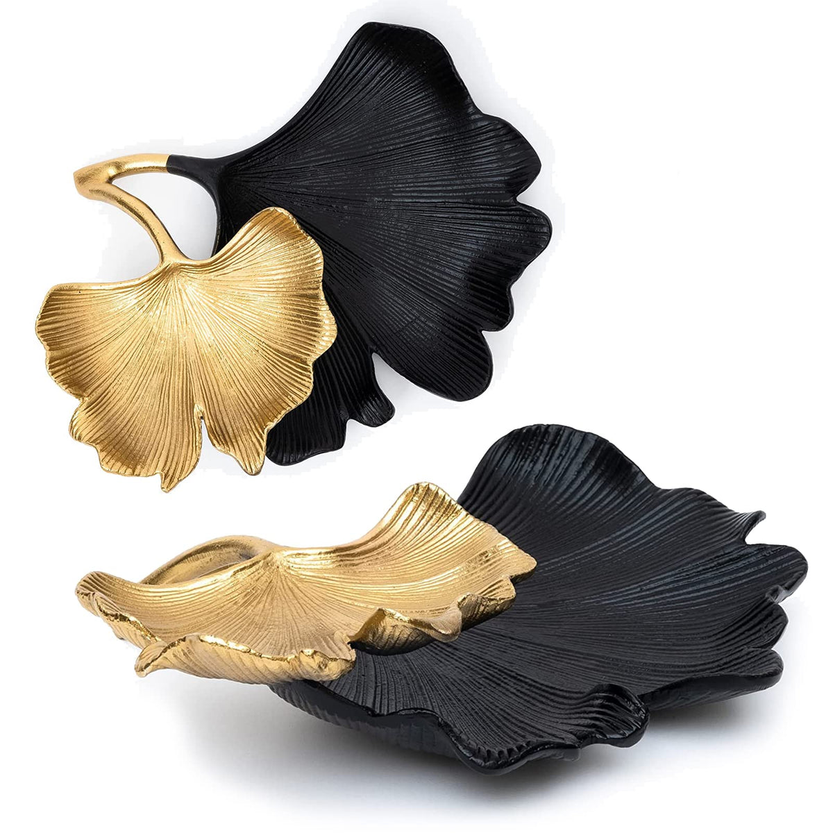 Black & Gold Ginkgo Leaf Tray