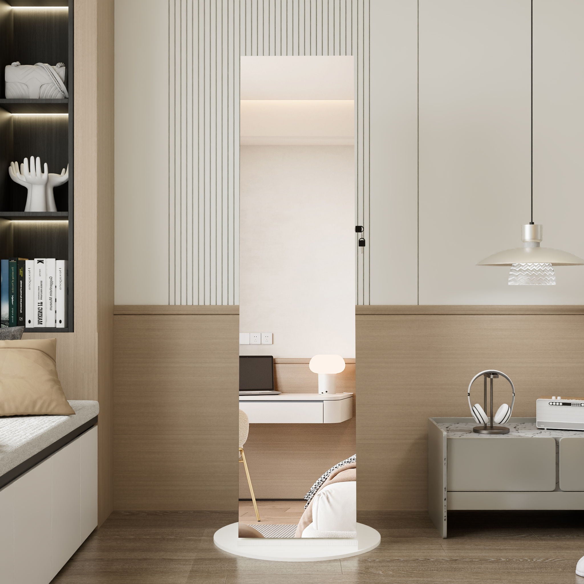 Swivel Jewelry Cabinet With Full Length Mirror