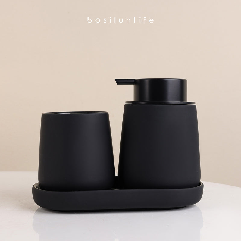 BosilunLife Rubber Paint Foaming Bathroom Accessories Set Recycled Ceramic Eco-Clay