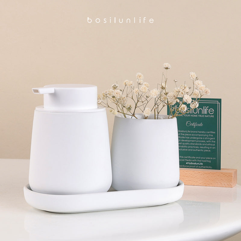 BosilunLife Rubber Paint Foaming Bathroom Accessories Set Recycled Ceramic Eco-Clay