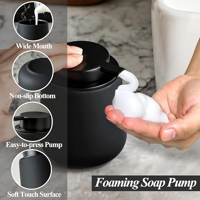 BosilunLife Rubber Paint Foaming Soap Dispenser Large Recycled Ceramic Eco-Clay