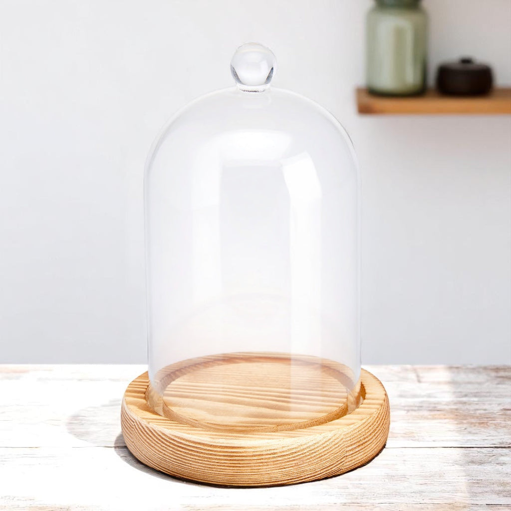 Candle Cloche Bell Jar | Glass & Wood