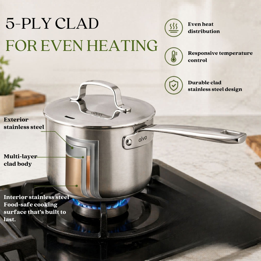 5-Ply Stainless Steel Saucepan with Lid