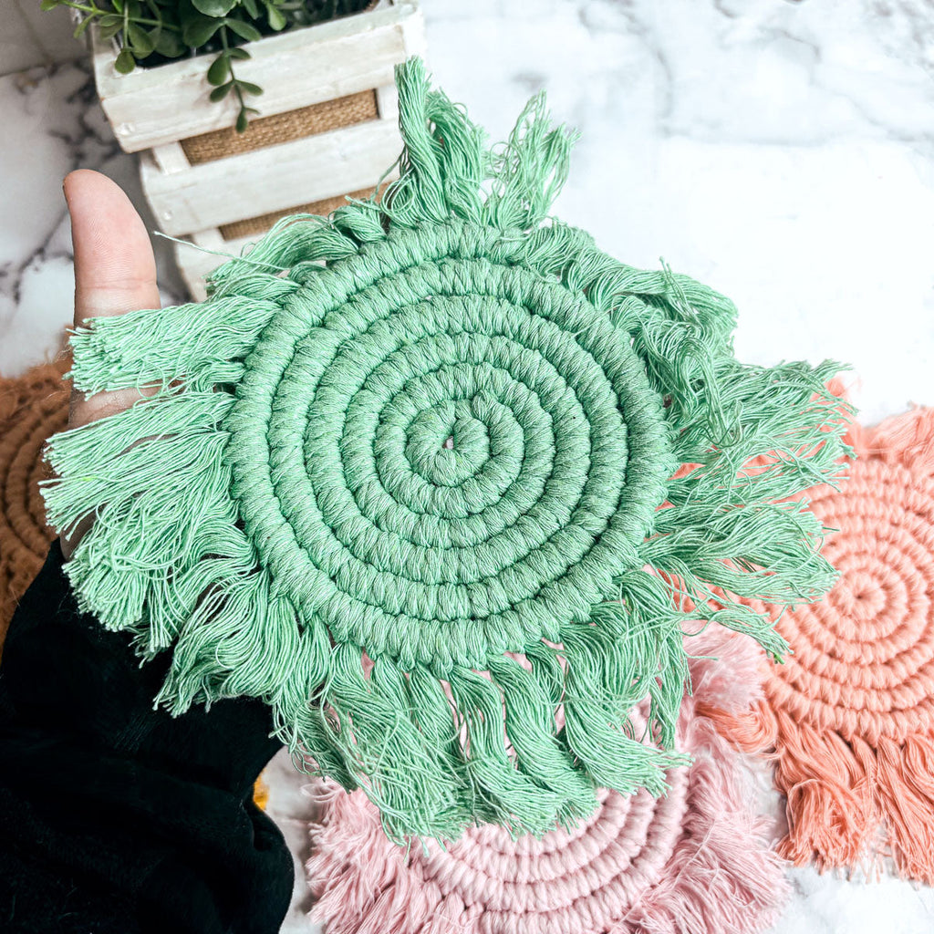 Pastel Braided Tassel Coasters
