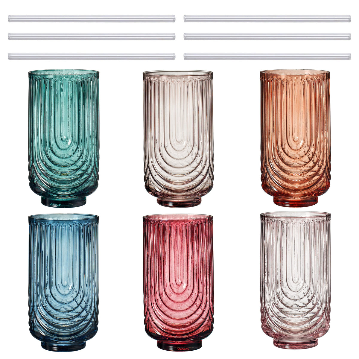 Tonal Highball Glassware & Straw | Set of 6