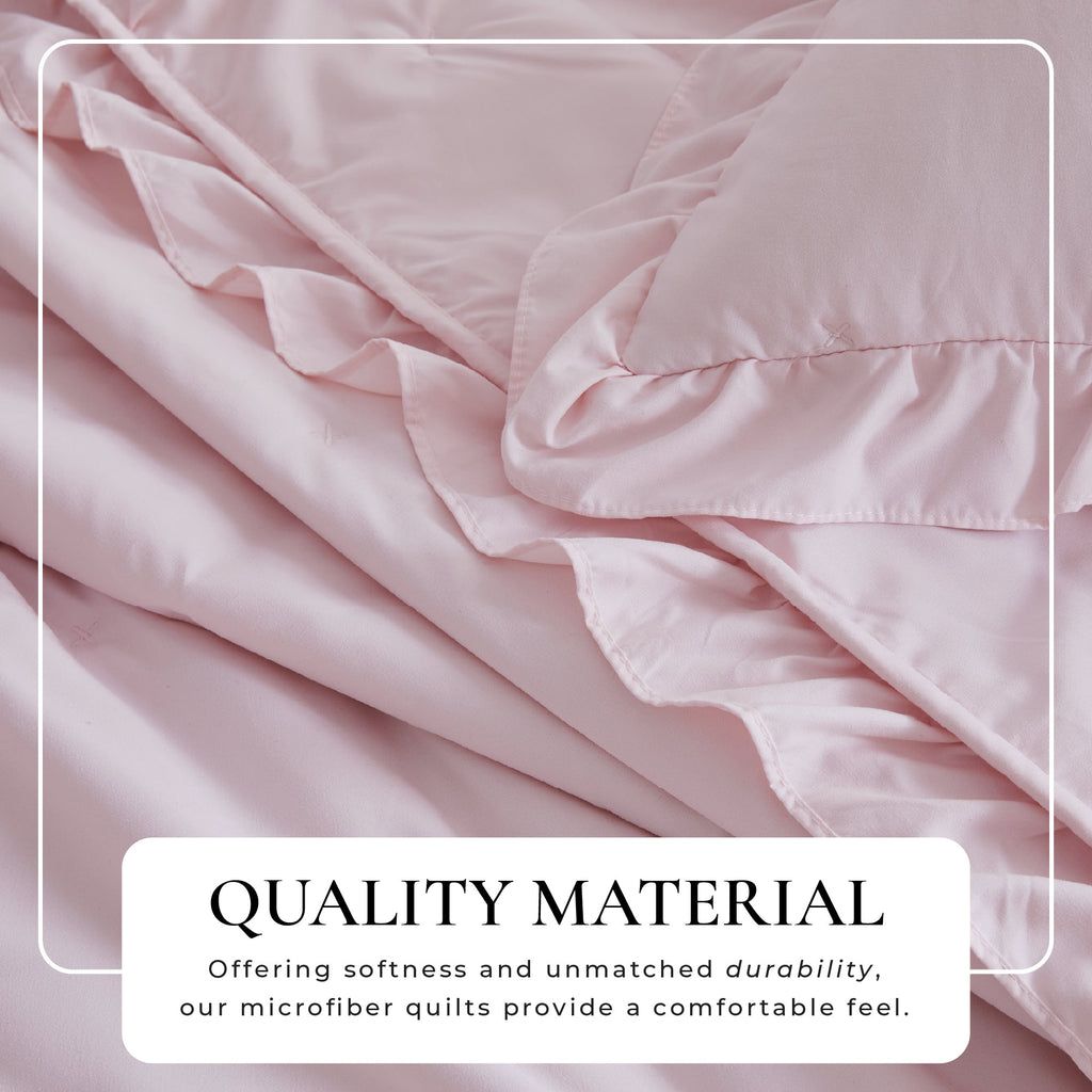 Dot Stitched Ruffled Quilt Set - Dot-Ruffled Collection