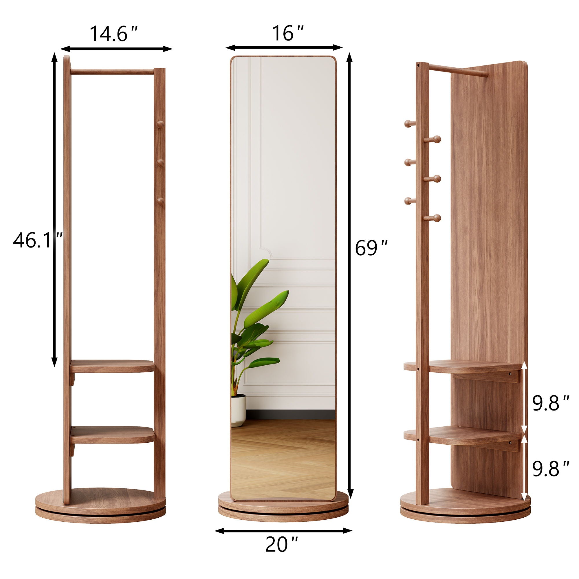 3 In 1 Multifunctional Full Length Clothing Mirror