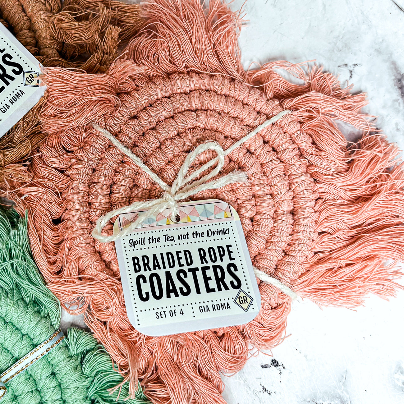 Pastel Braided Tassel Coasters