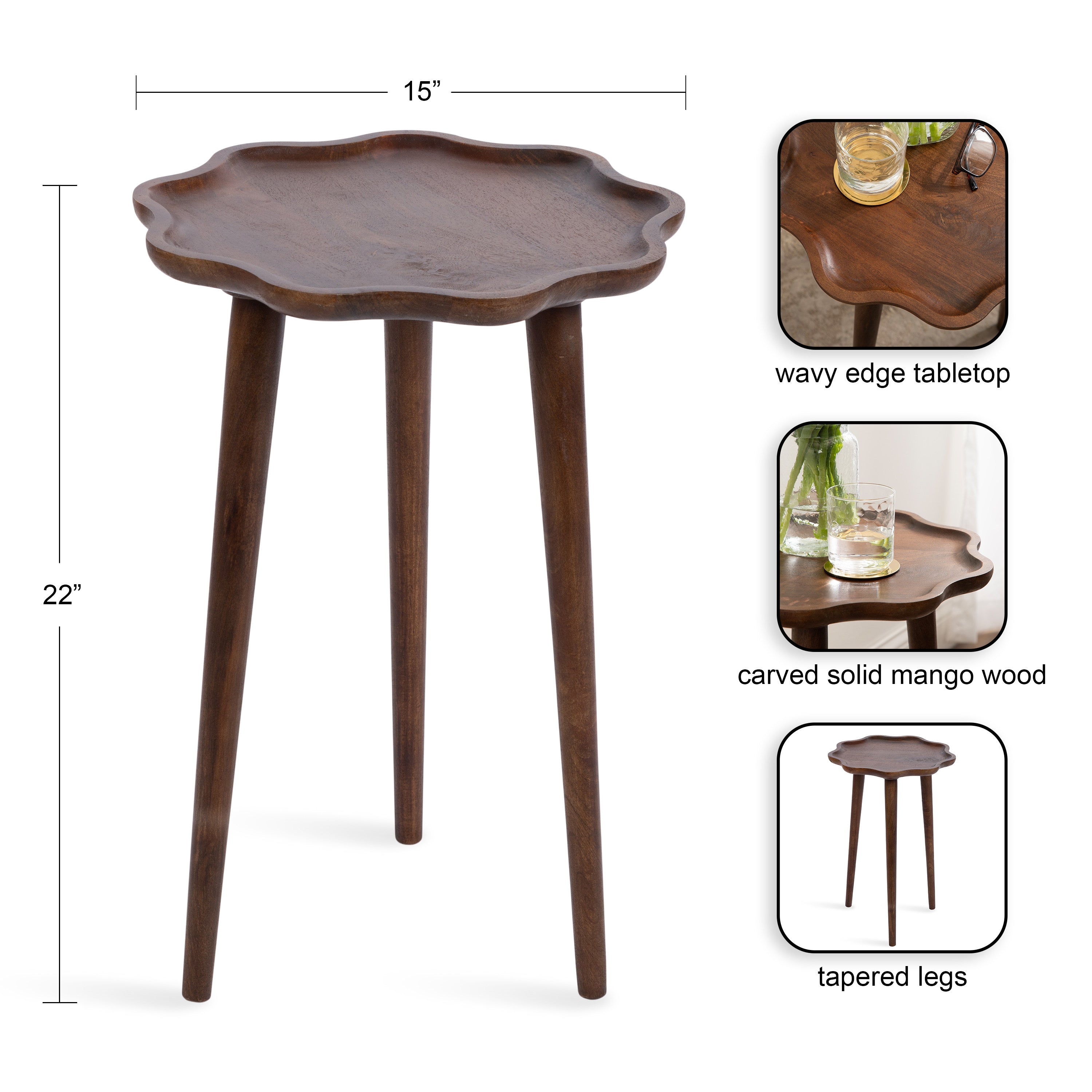 Alezar Scallop Wood Side Table