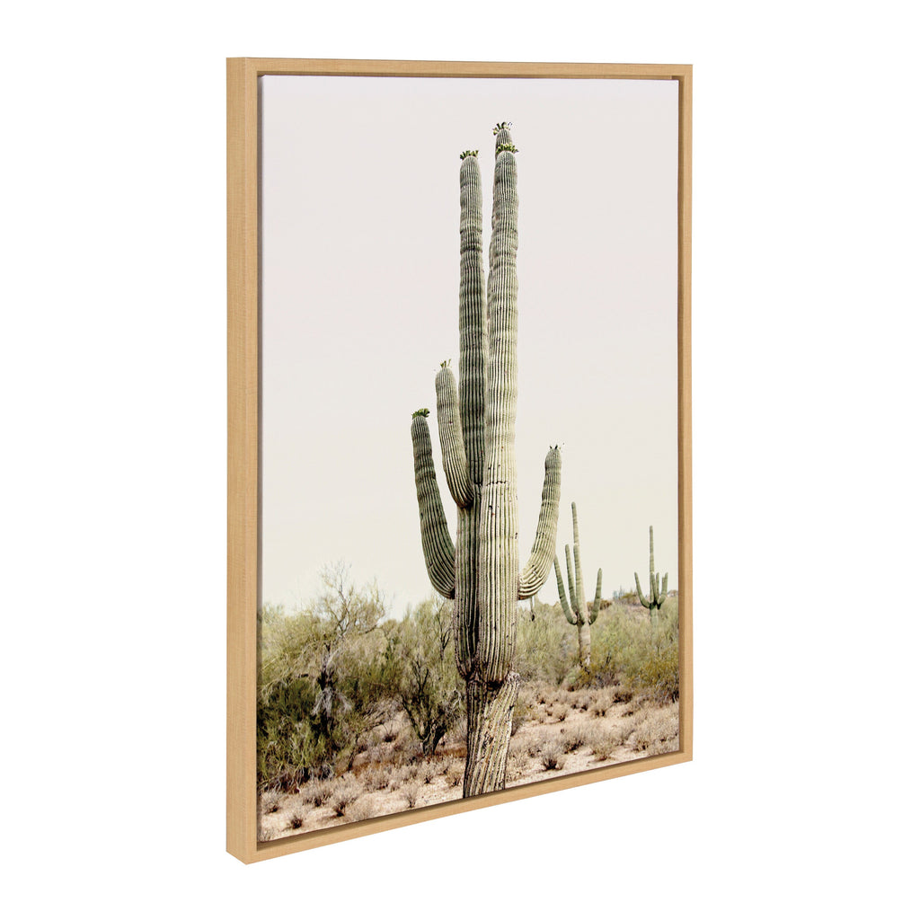Sylvie Sunrise Cactus,  Pink Cactus Flower and Cactus 25 Framed Canvas by Amy Peterson Art Studio
