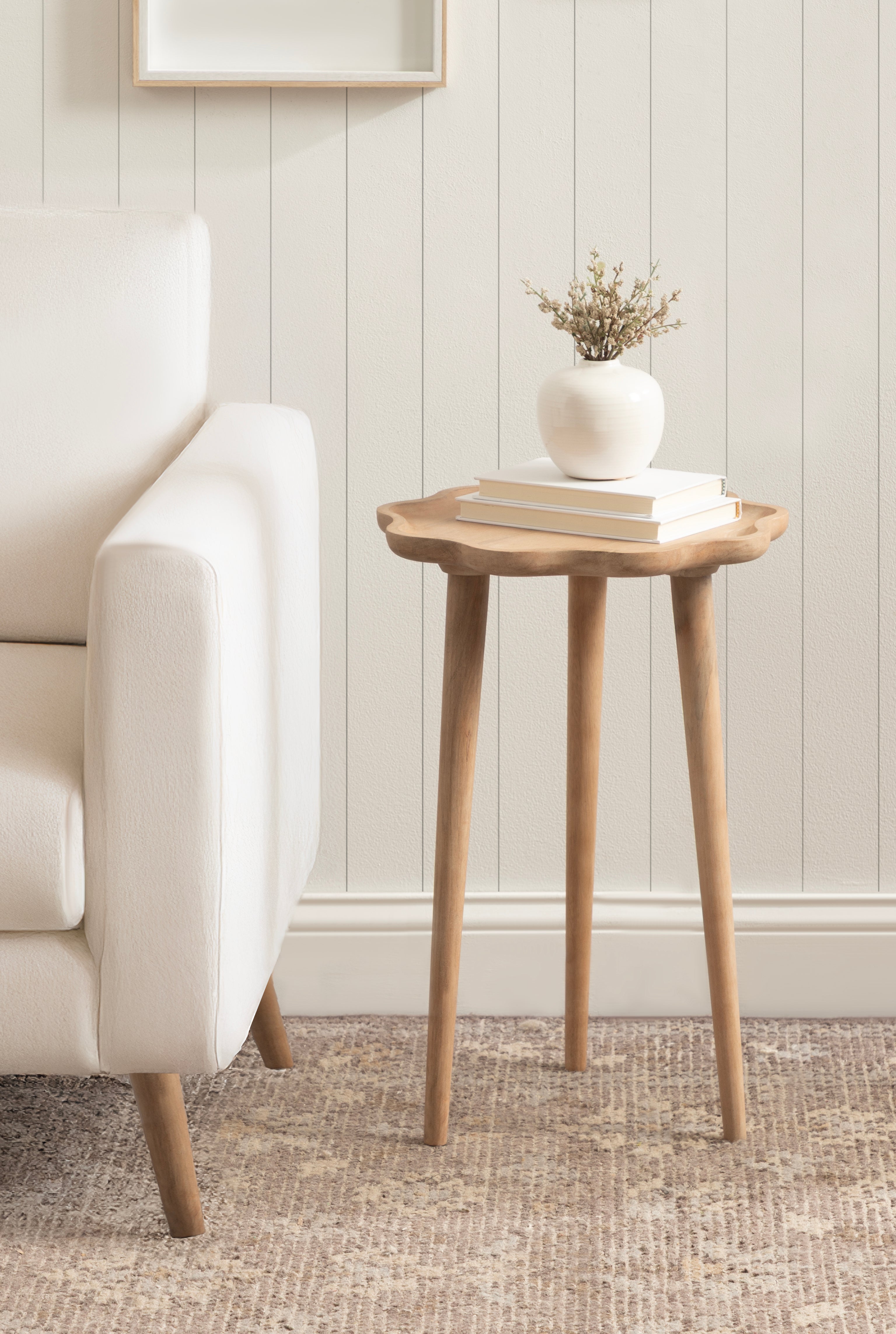 Alezar Scallop Wood Side Table