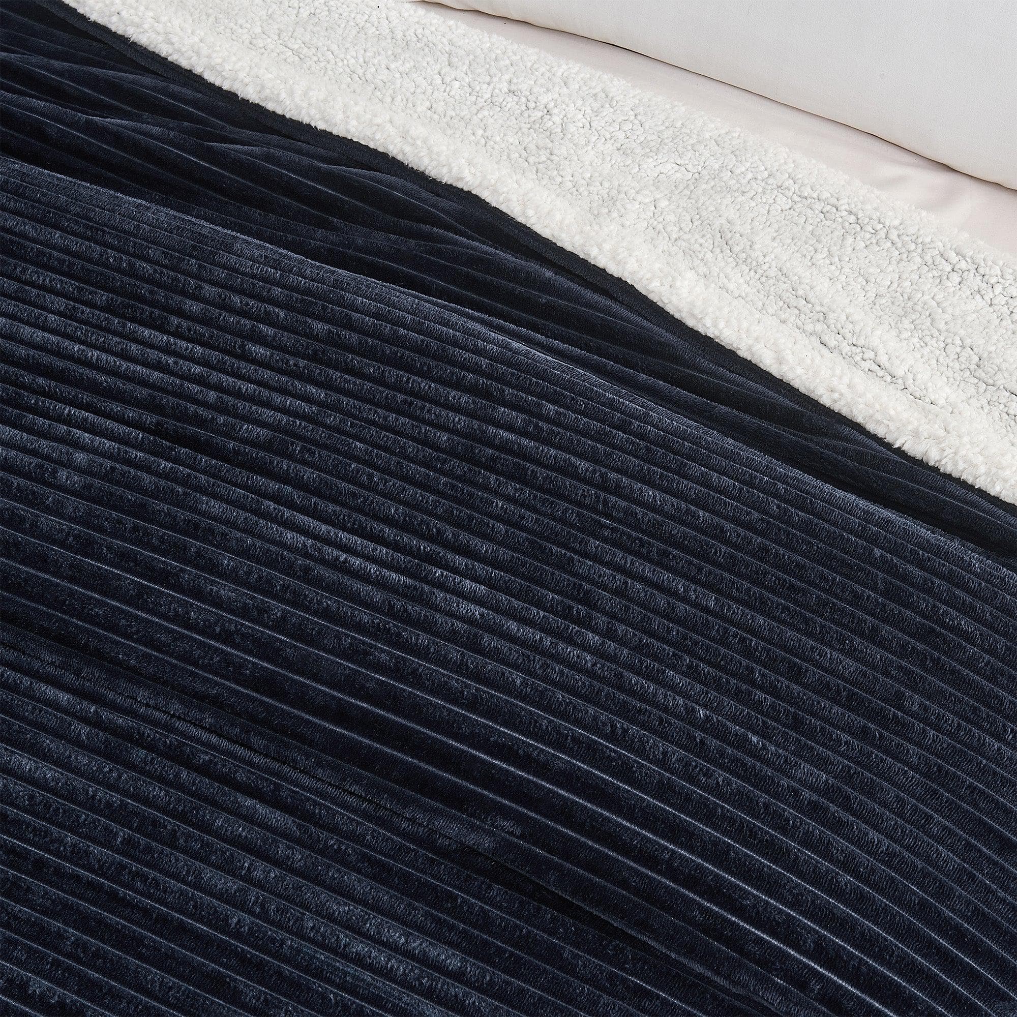 Ribbed Sherpa Throw Blanket - Corduroy Collection
