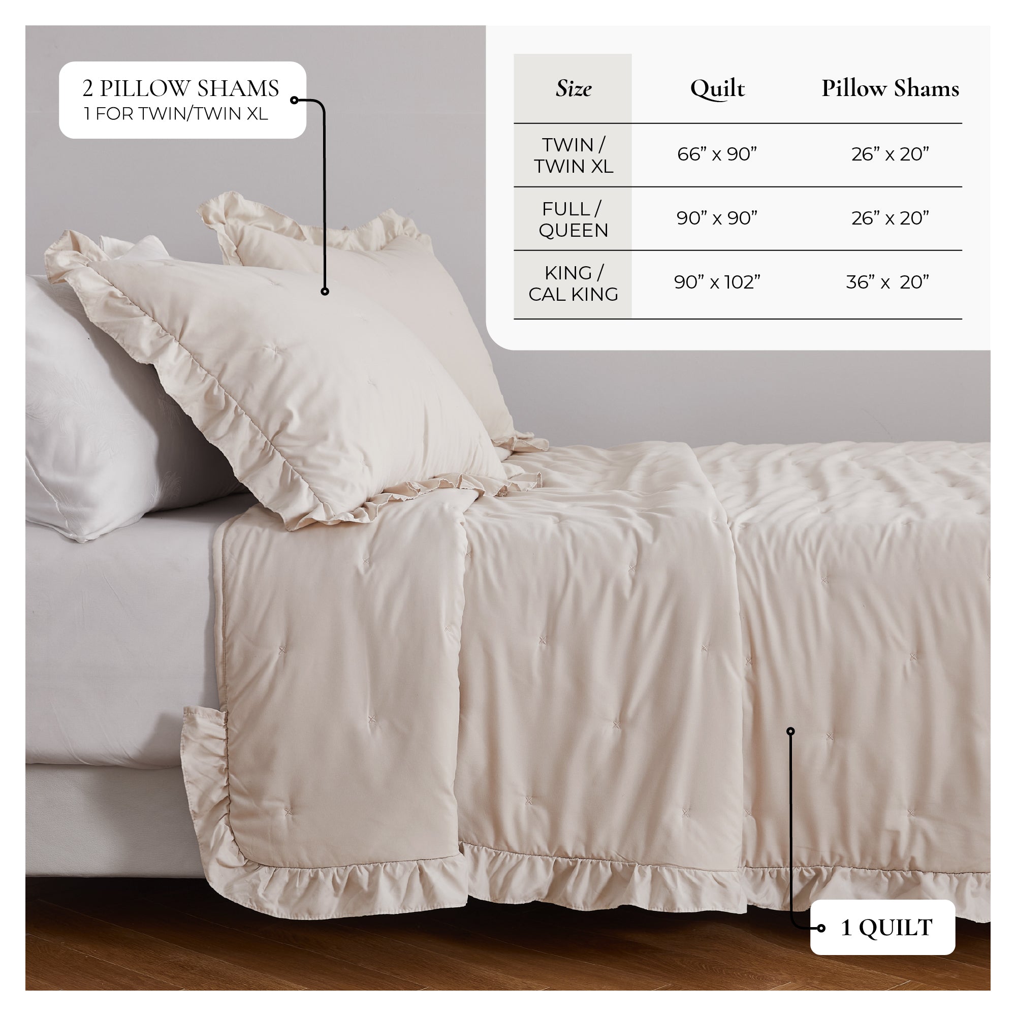 Dot Stitched Ruffled Quilt Set - Dot-Ruffled Collection