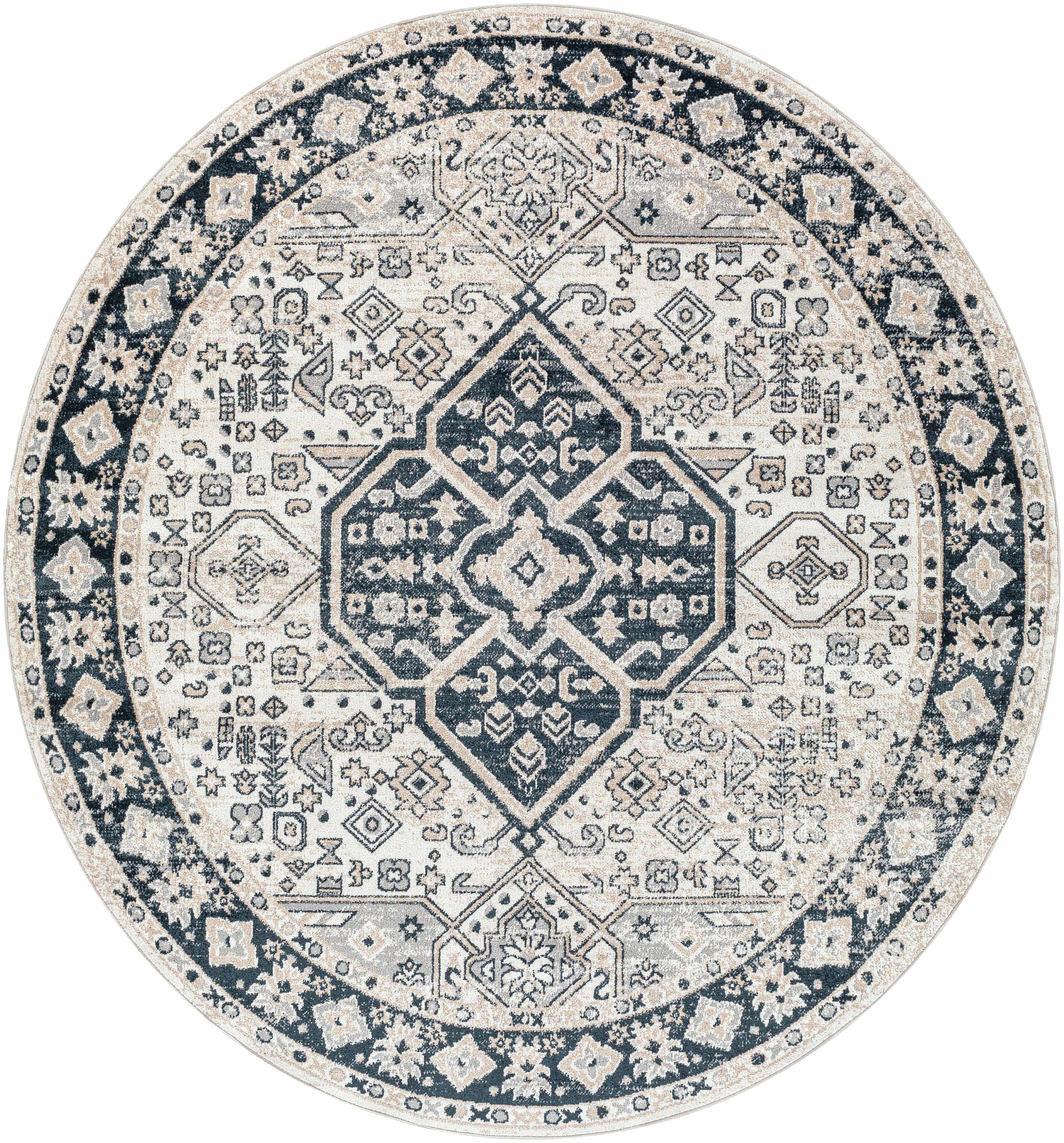 Cabacungan Cream & Gray Washable Area Rug - Clearance