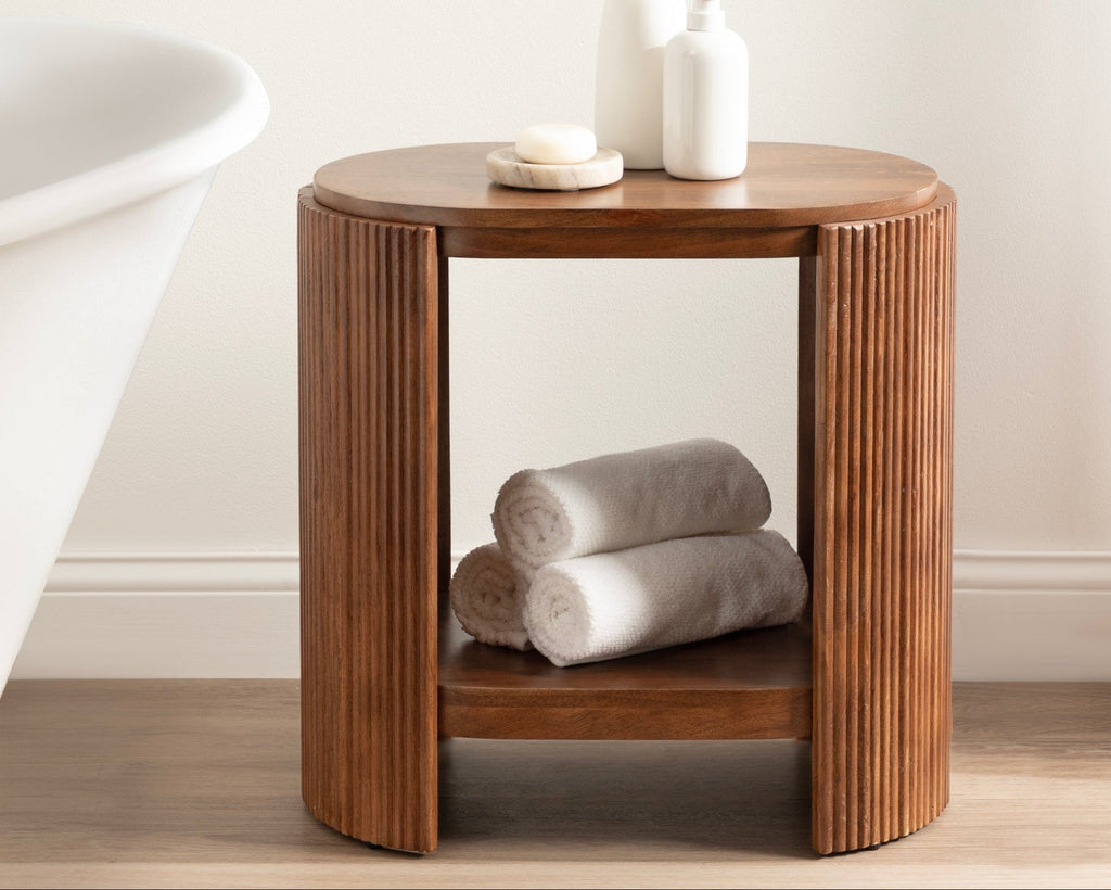 Cakora Capsule Wood Side Table