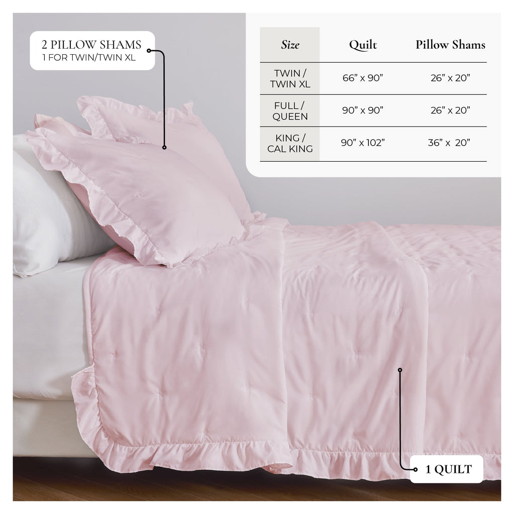 Dot Stitched Ruffled Quilt Set - Dot-Ruffled Collection