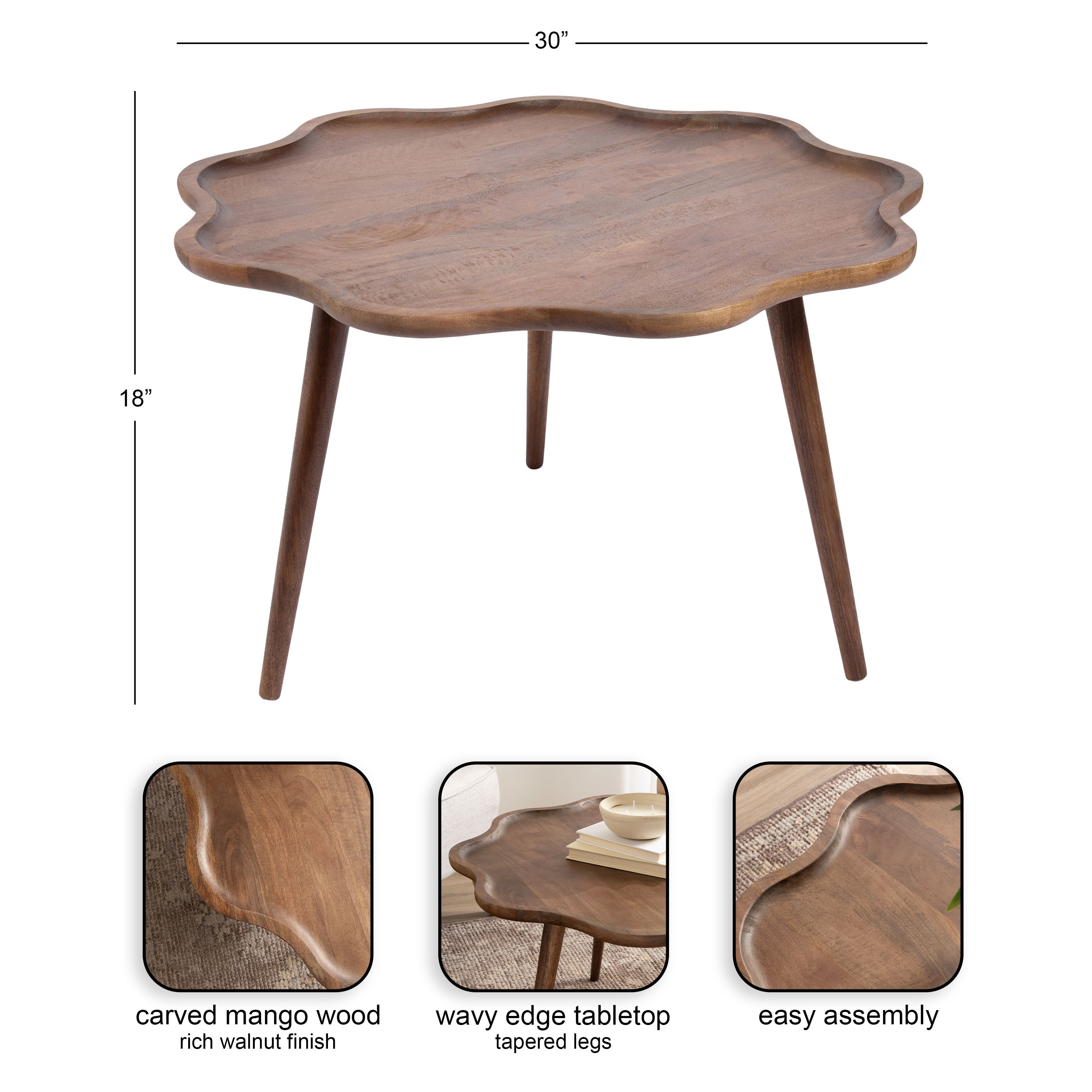 Alezar Scallop Wood Coffee Table