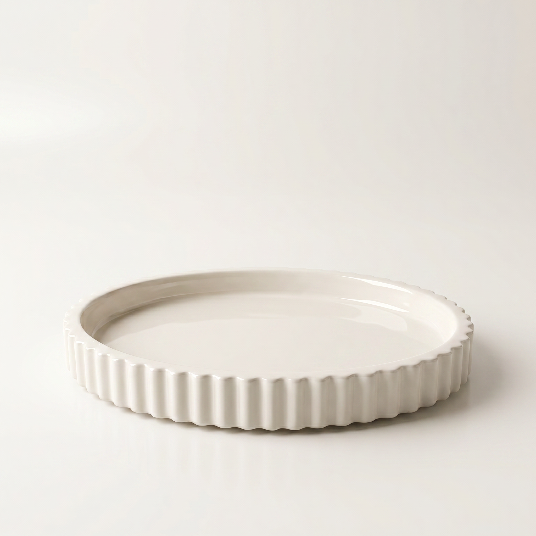 Scalloped Oval Tray, Gypsum White 8"