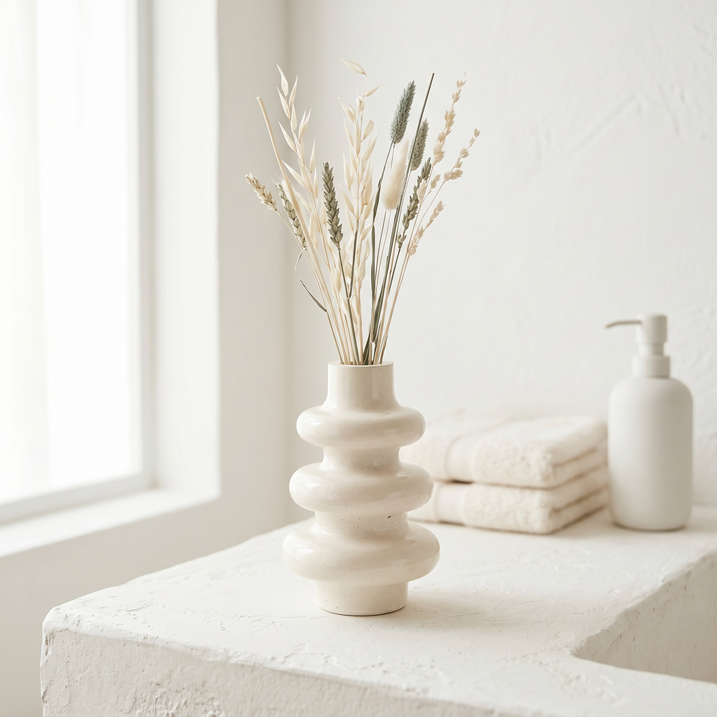 Stacked Bubble 3-Tier Vase, Gypsum White 5"