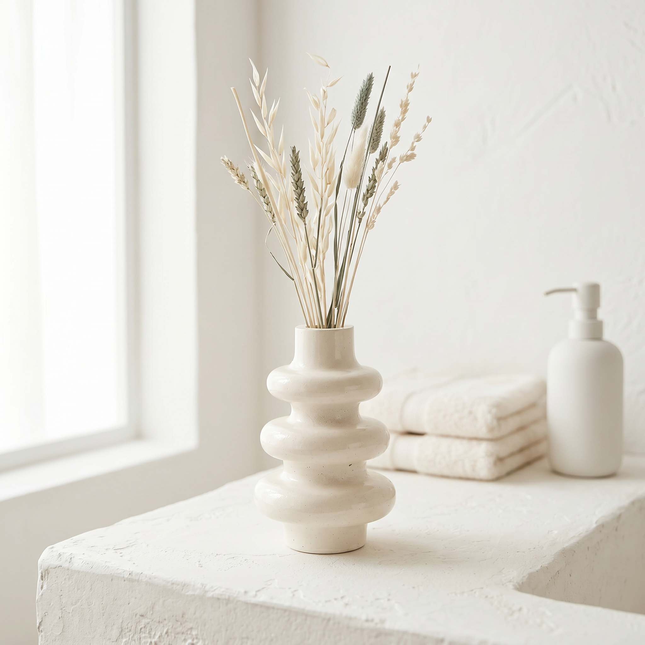 Stacked Bubble 3-Tier Vase, Gypsum White 5"