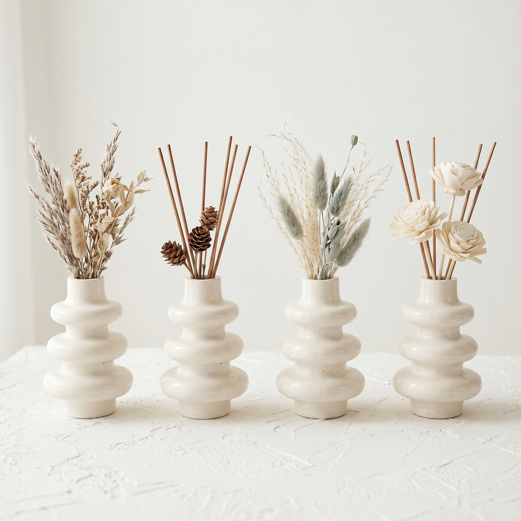 Stacked Bubble 3-Tier Vase, Gypsum White 5"