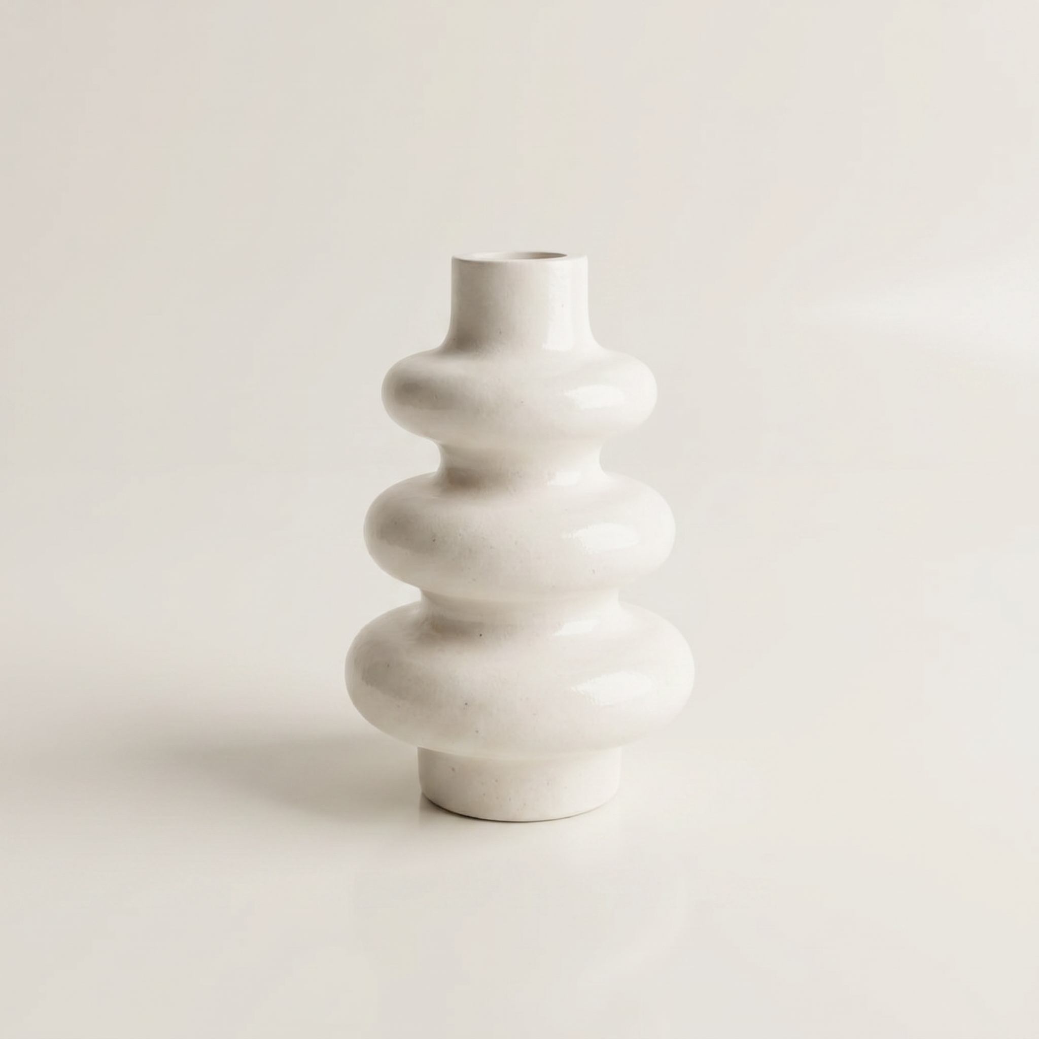 Stacked Bubble 3-Tier Vase, Gypsum White 5"