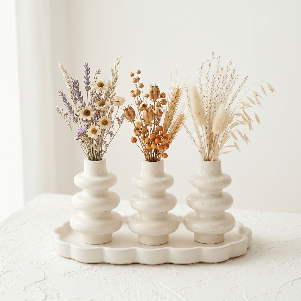 Stacked Bubble 3-Tier Vase, Gypsum White 5"