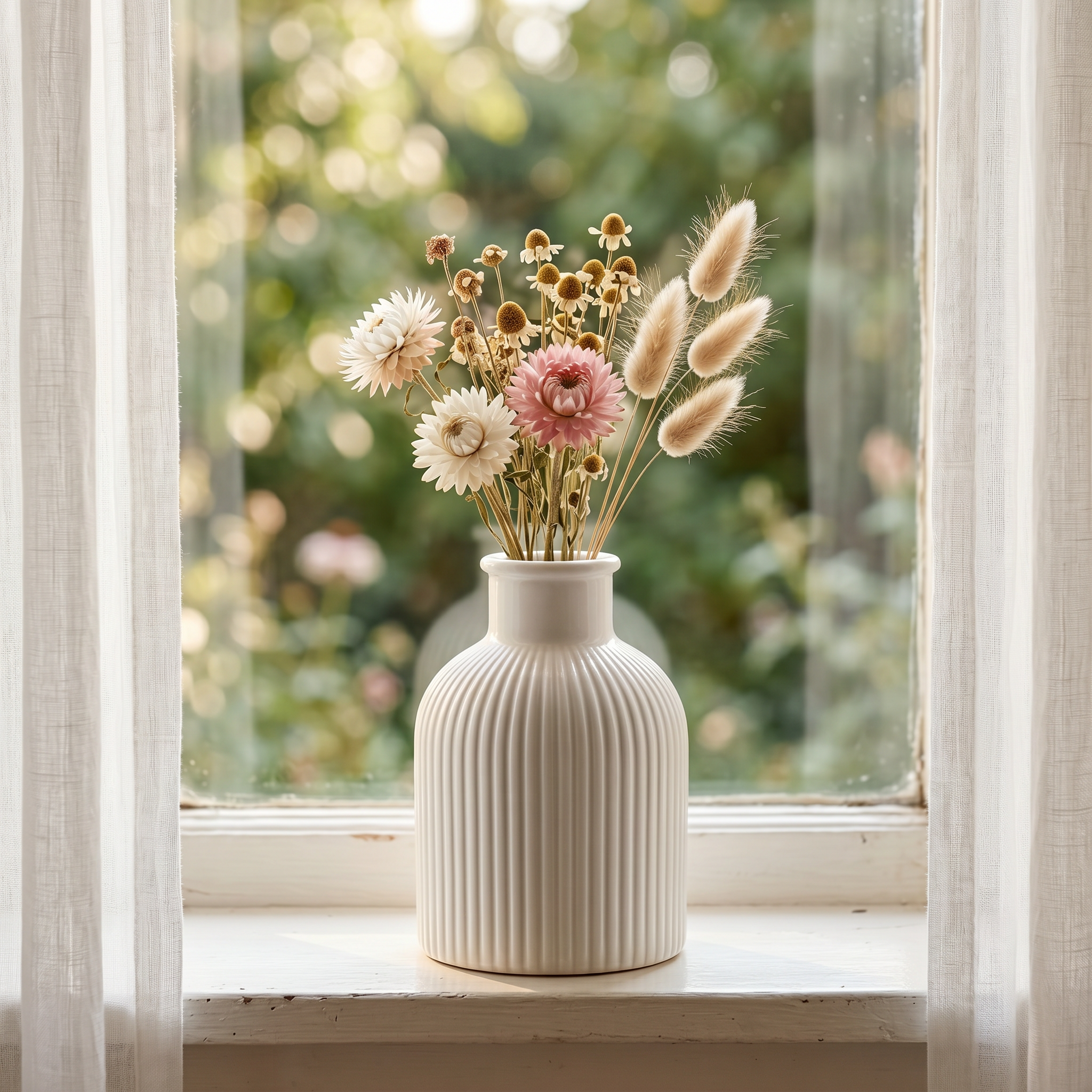 Ribbed Bottle Vase, Gypsum White 4"