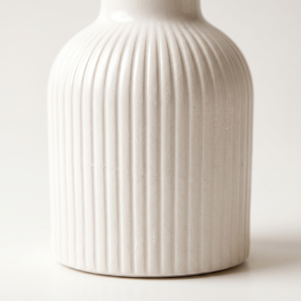 Ribbed Bottle Vase, Gypsum White 4"