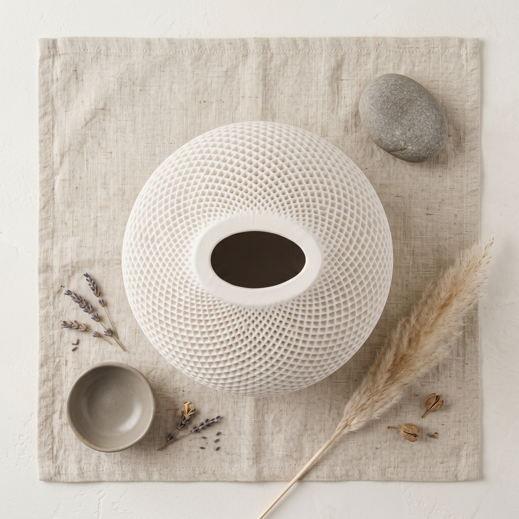 Teardrop Honeycomb Vase, Gypsum White 5"
