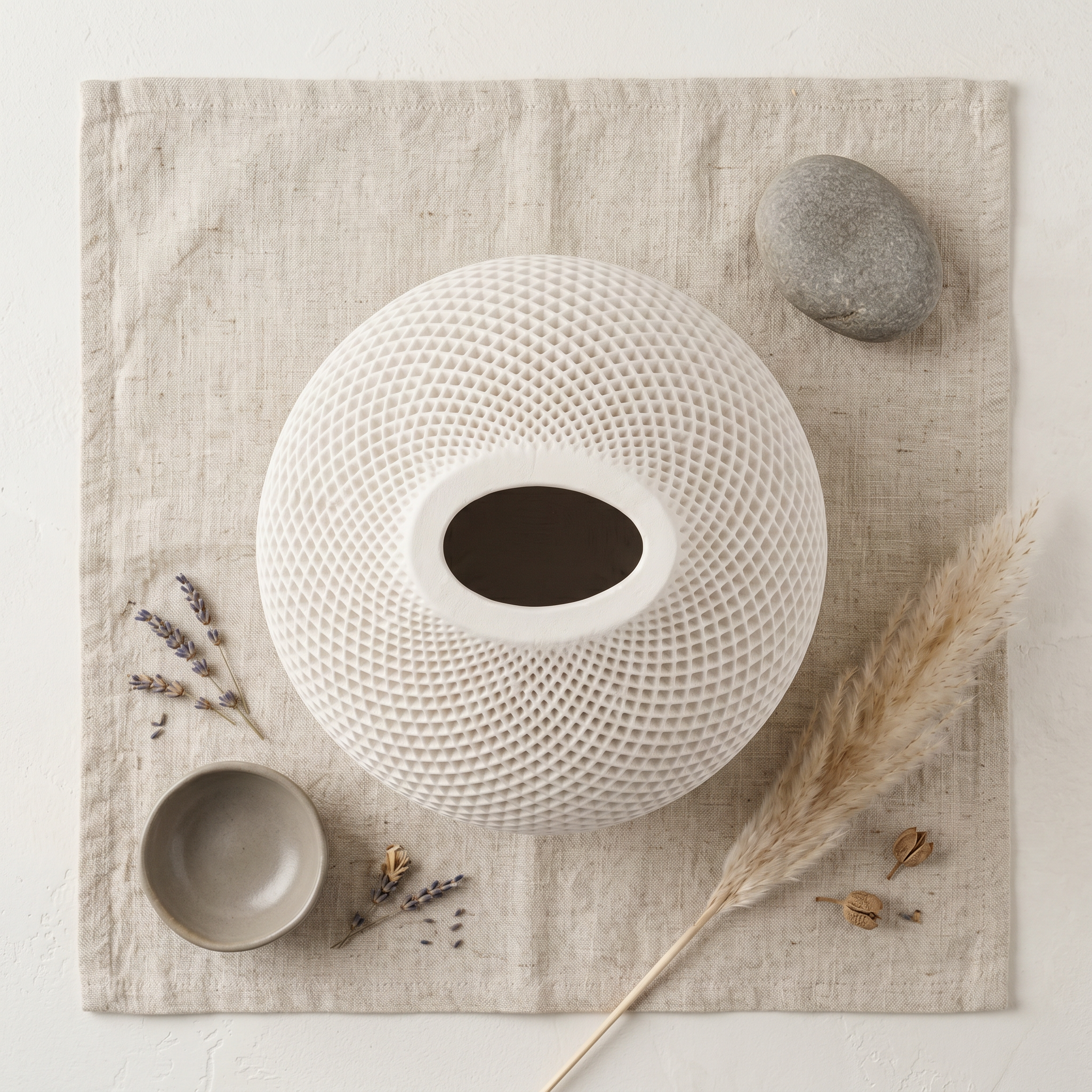 Teardrop Honeycomb Vase, Gypsum White 5"