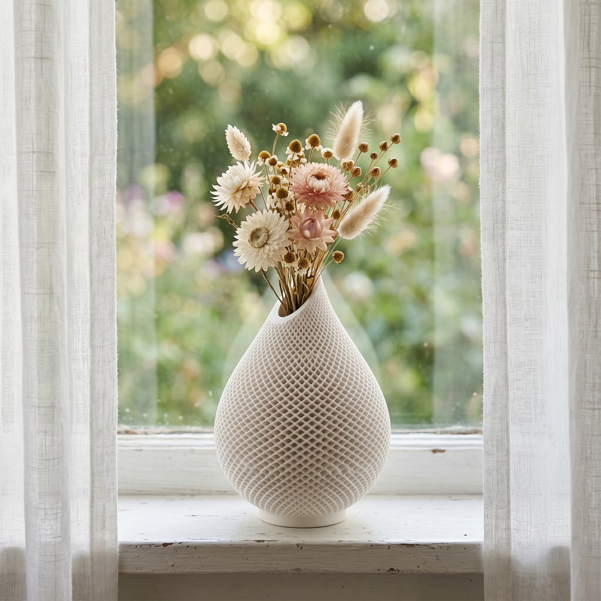 Teardrop Honeycomb Vase, Gypsum White 5"