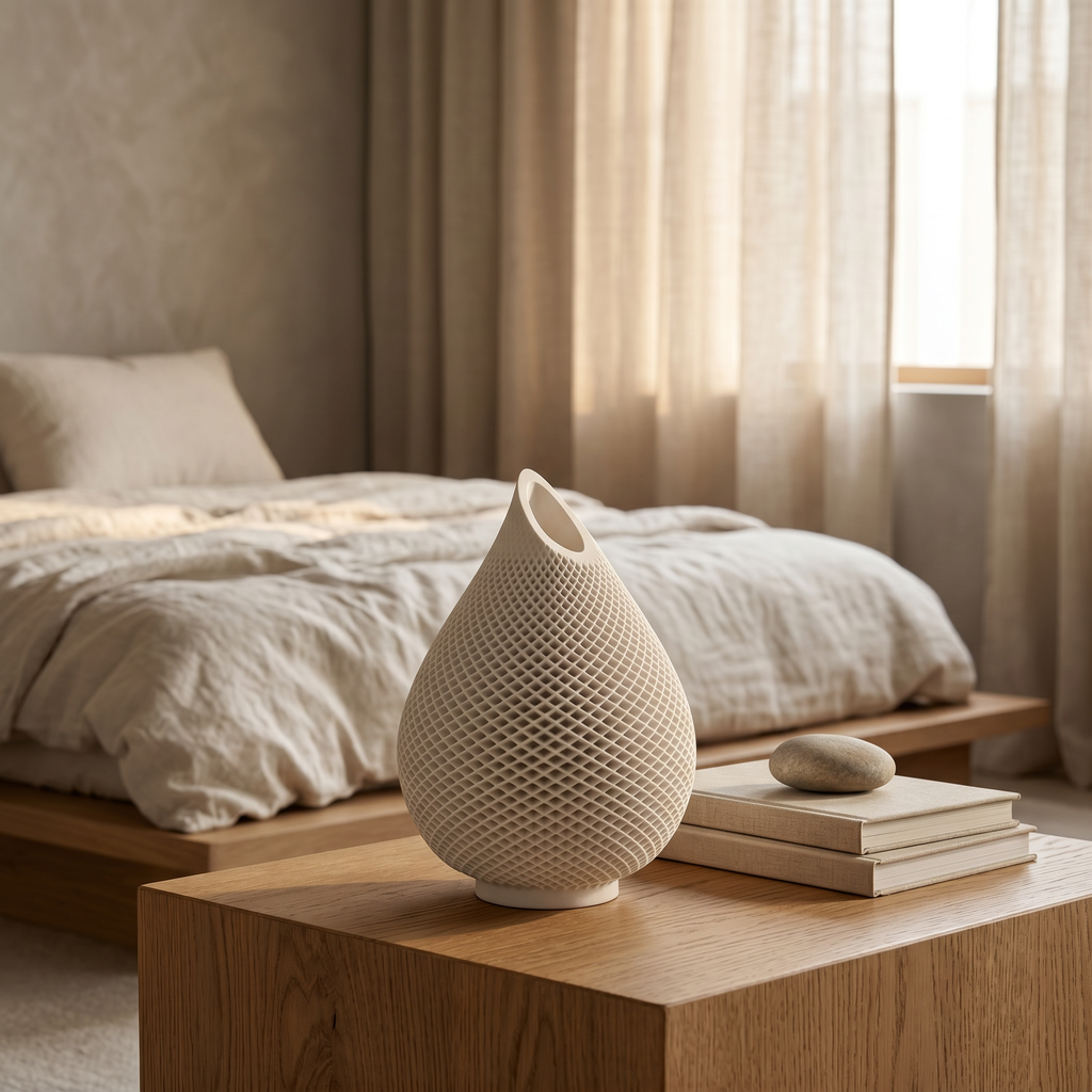 Teardrop Honeycomb Vase, Gypsum White 5"