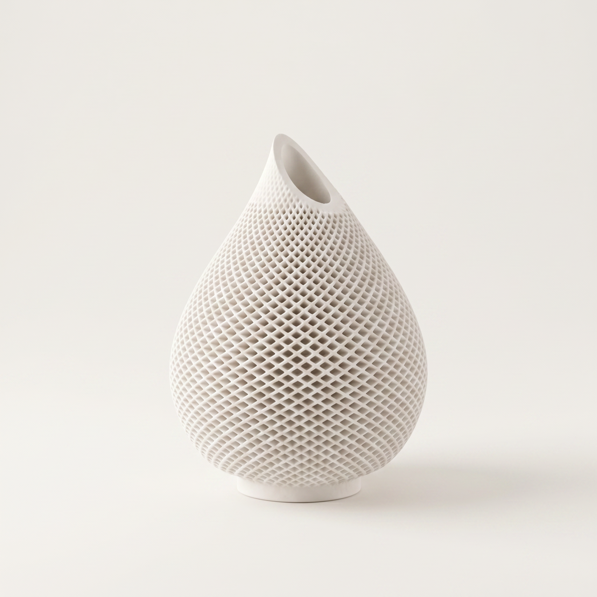 Teardrop Honeycomb Vase, Gypsum White 5"