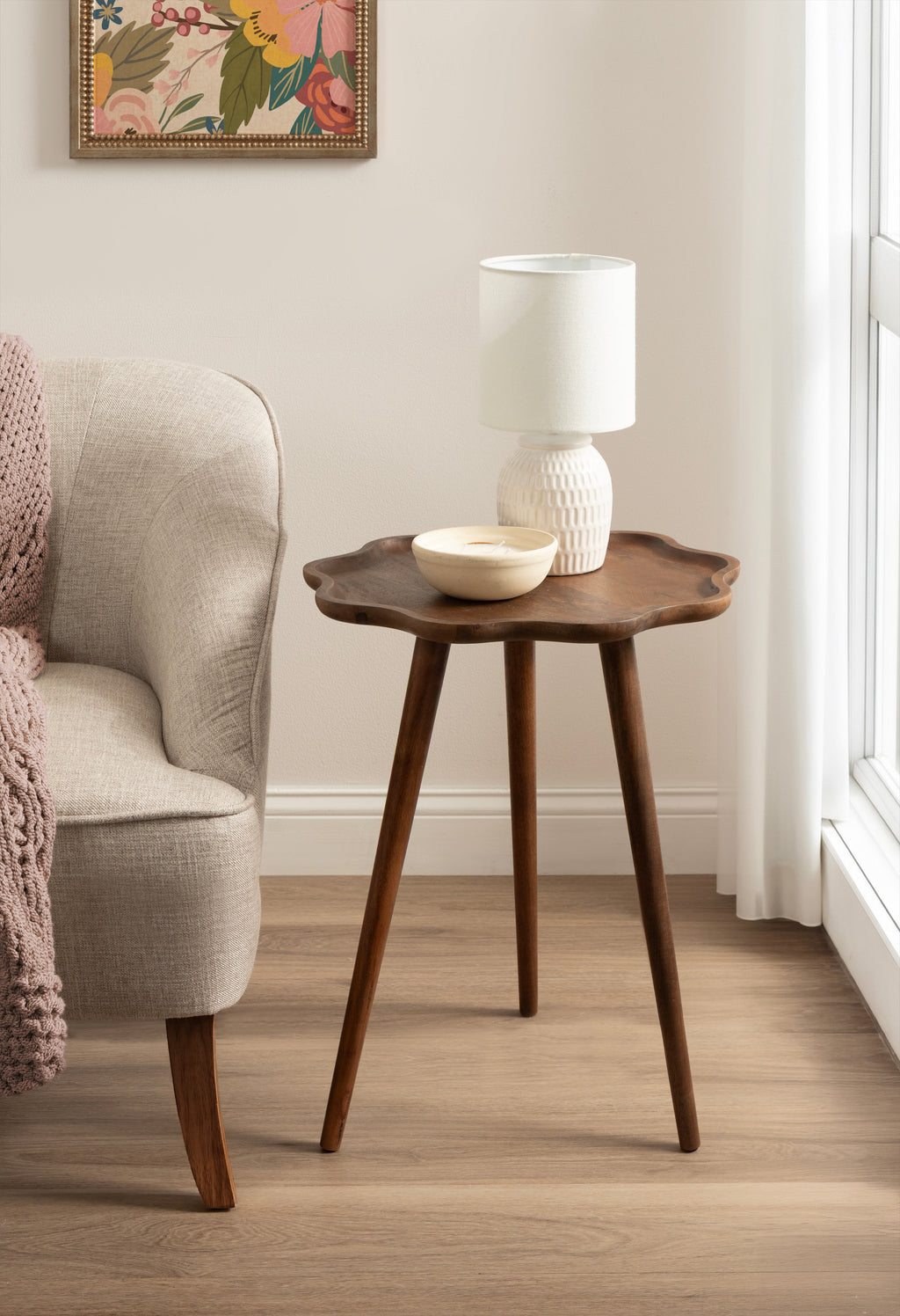 Alezar Scallop Wood Side Table