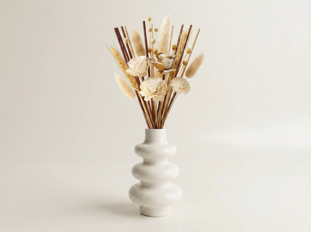 The Stacked Bubble Vase Reed Diffuser Gift Set, Gypsum White 9"