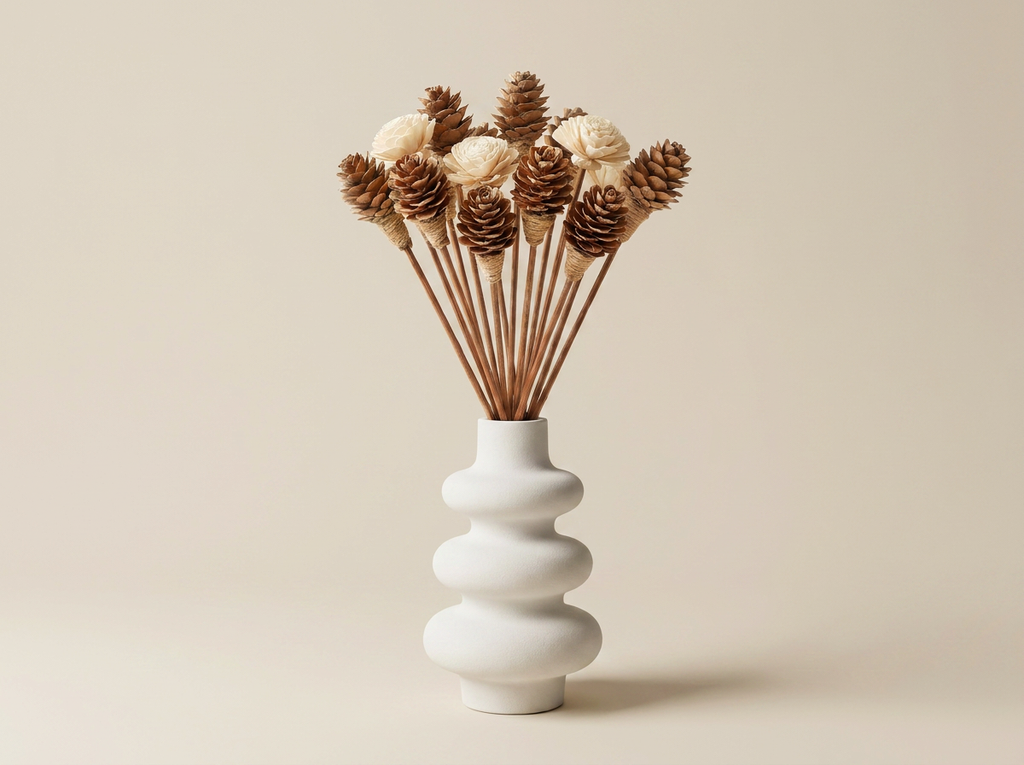 The Stacked Bubble Vase Reed Diffuser Gift Set, Gypsum White 9"