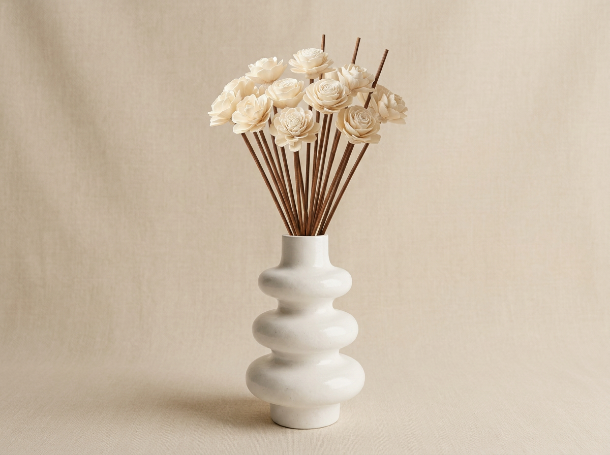The Stacked Bubble Vase Reed Diffuser Gift Set, Gypsum White 9"