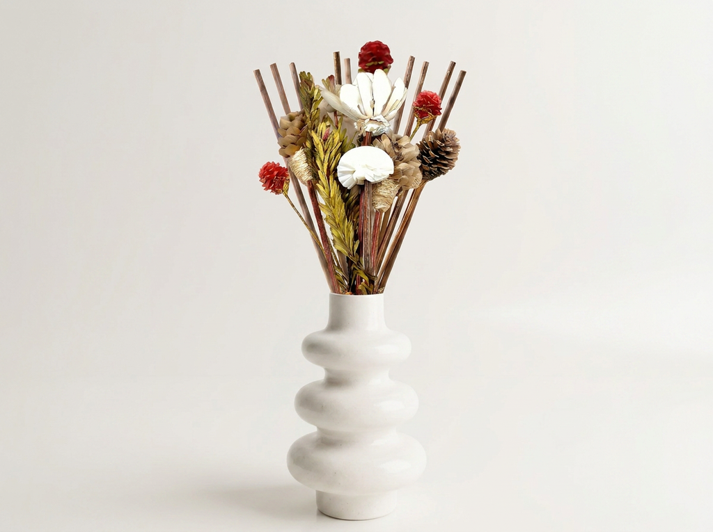The Stacked Bubble Vase Reed Diffuser Gift Set, Gypsum White 9"