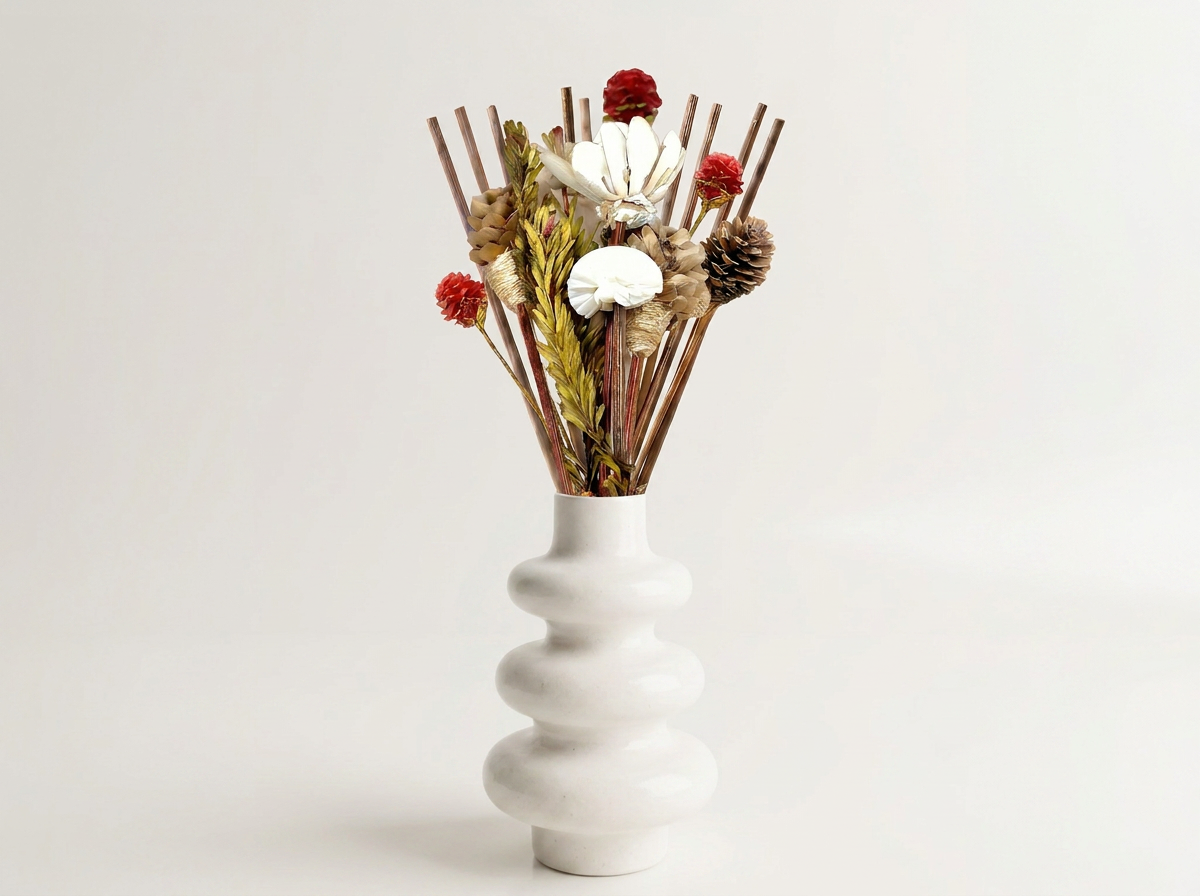 The Stacked Bubble Vase Reed Diffuser Gift Set, Gypsum White 9"