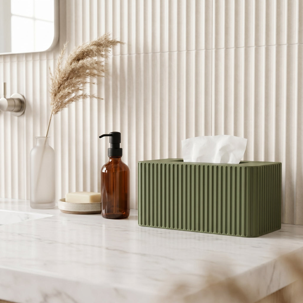XL Rectangular Fluted Tissue Box Cover - Fits Costco Tissue Boxes